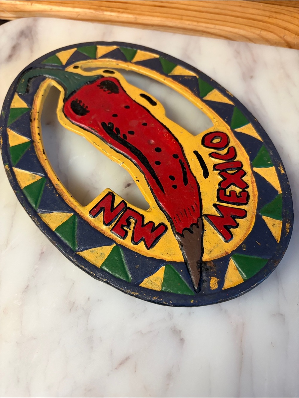 New Mexico Chili Pepper Iron Trivet- Red, Yellow, Navy